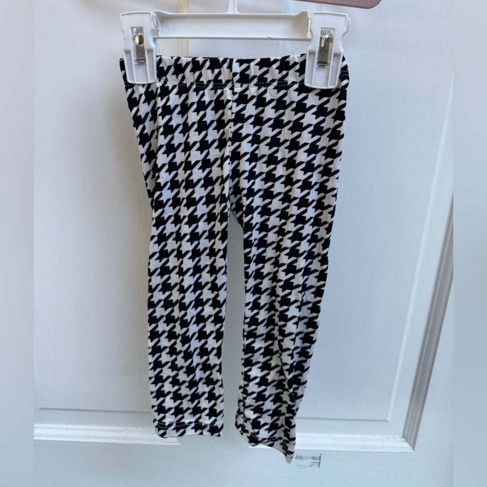 Btween 12M Girls Black & White Houndstooth Leggings Pants